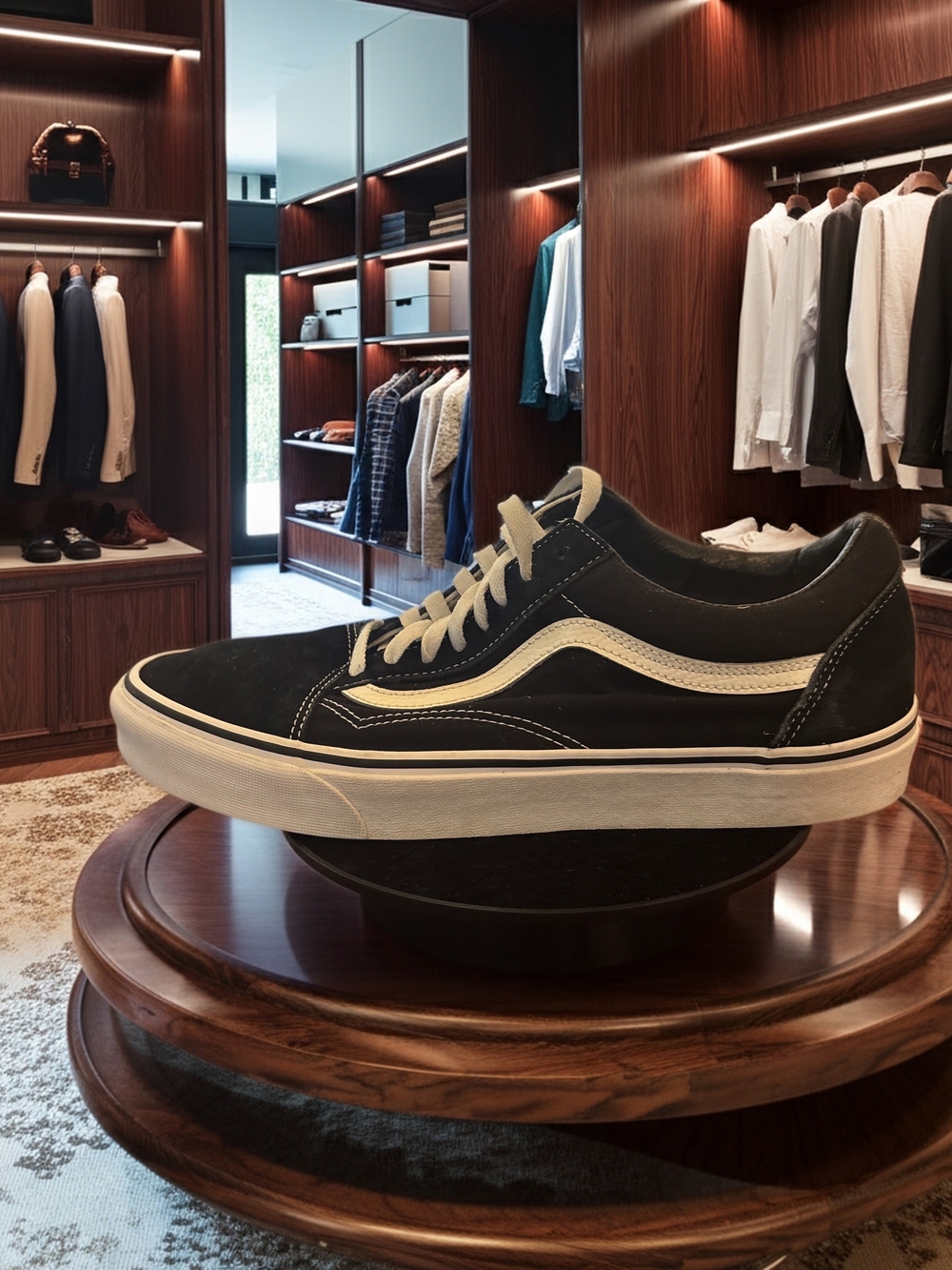 Vans Black and White Old Skool Low-Top Suede Sneaker Size 11.5